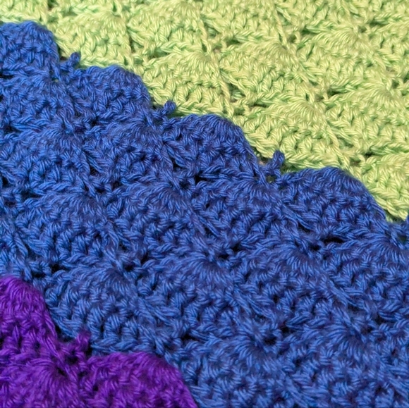 Handmade Wrap Crocheted Colorful Triangle Shawl 35x80 - Picture 3 of 4